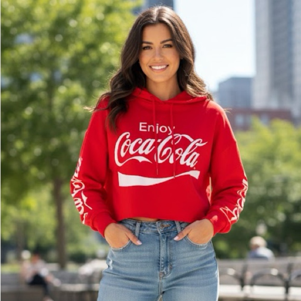Coca Cola cropped hoodie size M